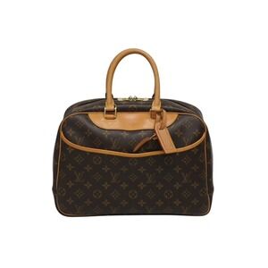 LOUIS VUITTON Monogram Leather Brown Deauville Handbag Brown Logo Bag